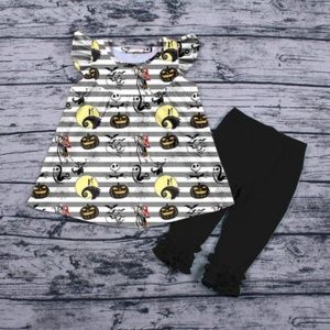 Jack & Sally Girls top with Black Ruffle Pants